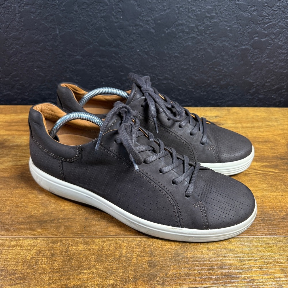 ECCO Soft 7 Brown Perforated Leather Low Top Sneakers Mens Size 44 EU 10-10.5 US